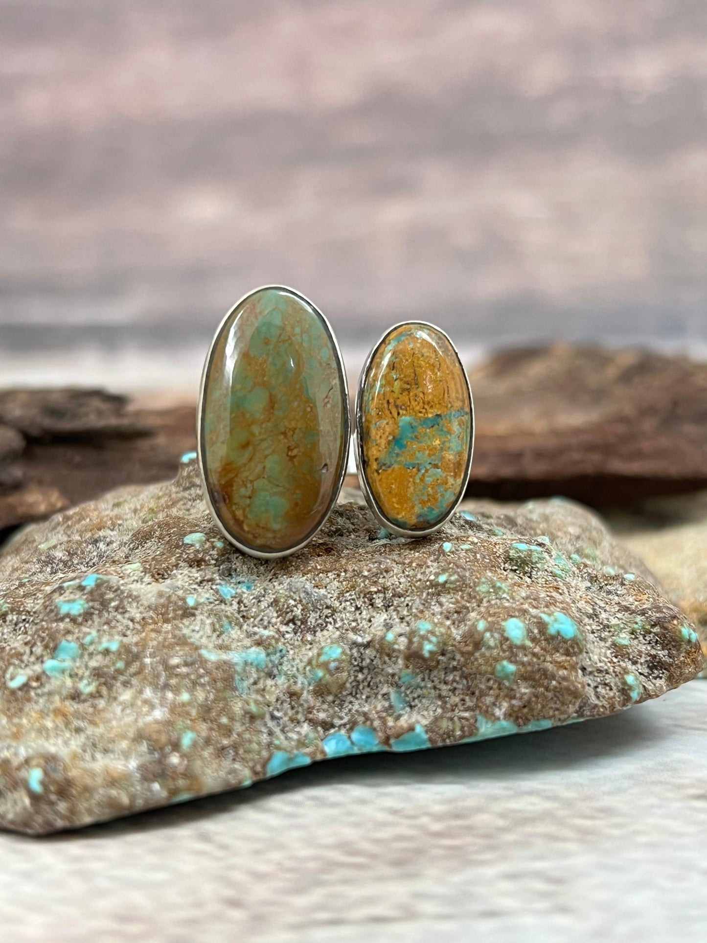 Handmade Sterling Silver Old Stock Royston Turquoise Adjustable Ring Signed Nizhoni