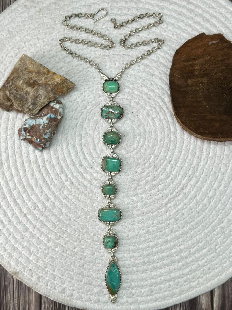 Handmade Sterling Silver Mantis Turquoise Necklace "Signed Nizhoni"