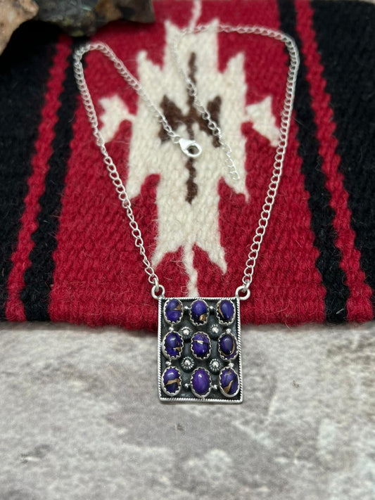 Handmade Sterling Silver Grape Dahlia Necklace "Signed Nizhoni"
