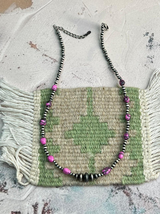 Handmade Sterling Silver Beaded Cherry Blossom Necklace 16” Plus Extender