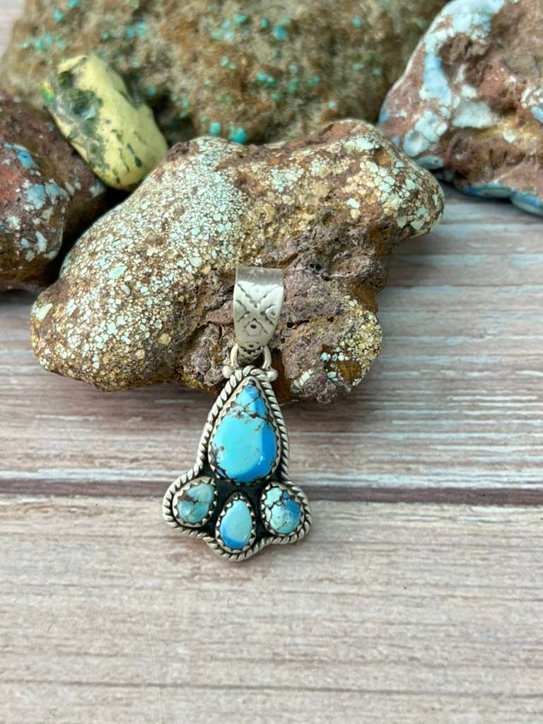 Handmade Sterling Silver Golden Hills Turquoise Pendant "Signed Nizhoni"