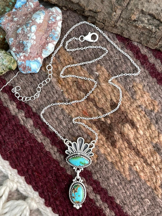 Handmade Sterling Silver Sonoran Mountain Turquoise Necklace "Signed Nizhoni"