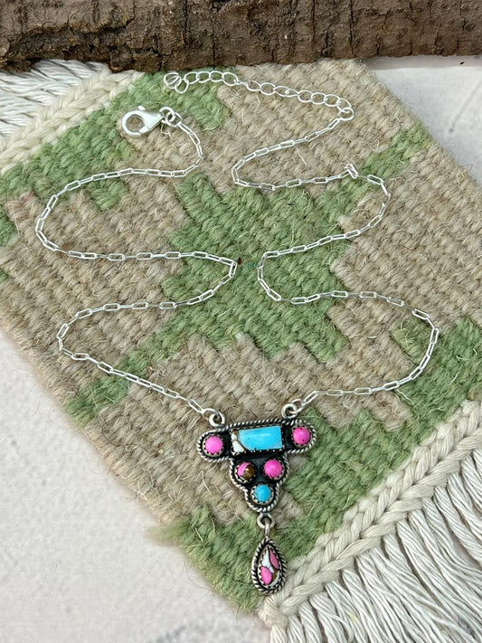 Handmade Sterling Silver Cotton Candy Necklace "Signed Nizhoni"