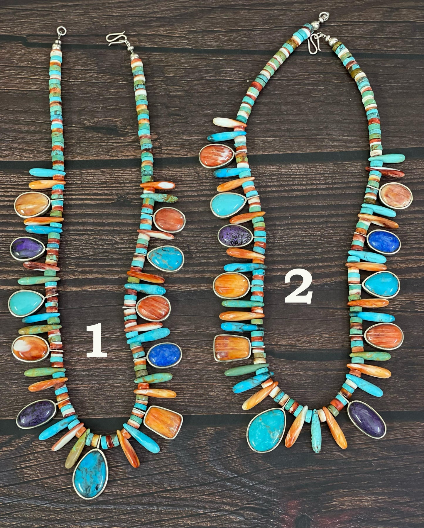 Handmade Sterling Silver Kachina Turquoise Beaded Necklace with Signed Nizhoni