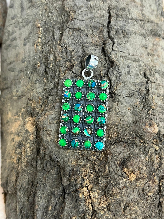 Handmade Sterling Silver Peacock Dahlia Pendant with Signed Nizhoni