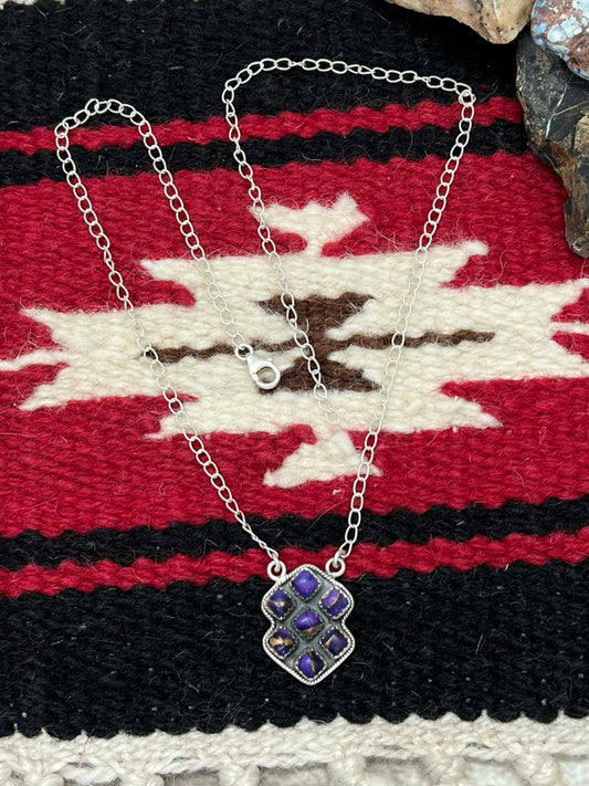 Handmade Sterling Silver Grape Dahlia Necklace "Signed Nizhoni"