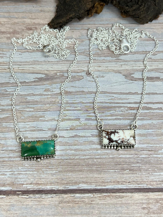 Handmade Sterling Silver Kingman, Wild Horse Necklace with Signed Nizhoni
