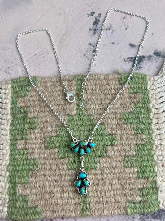 Handmade Sterling Silver Kingman Turquoise Necklace "Signed Nizhoni"
