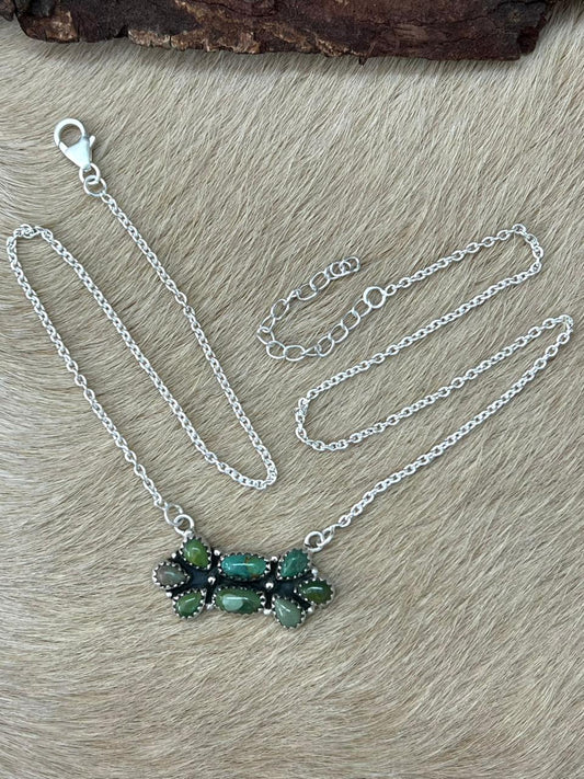 Handmade Sterling Silver Kingman Turquoise Necklace "Signed Nizhoni"