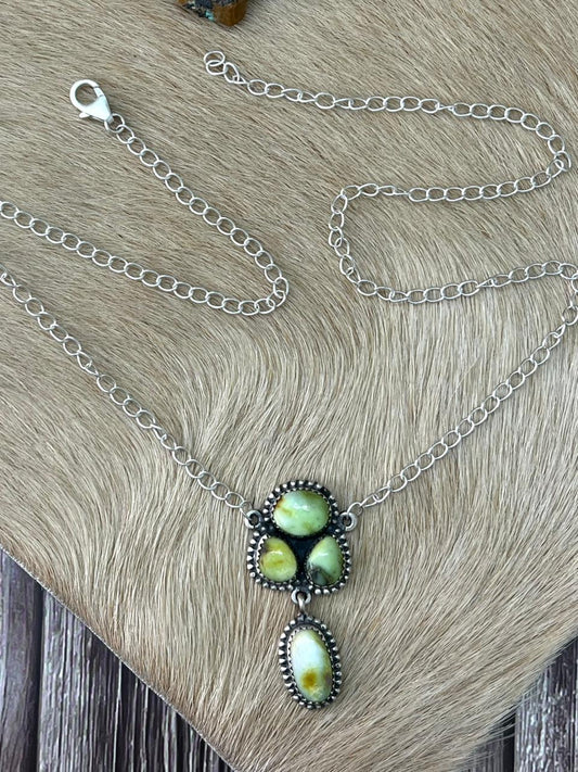 Handmade Sterling Silver Palomino Turquoise Necklace "Signed Nizhoni"