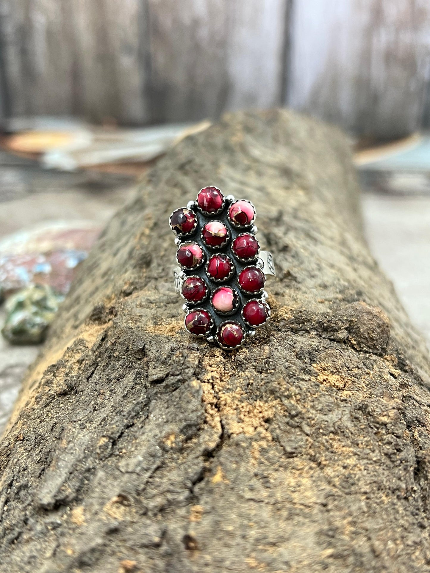 Handmade Sterling Silver Dahlia Rose Adjustable Ring with Signed Nizhoni
