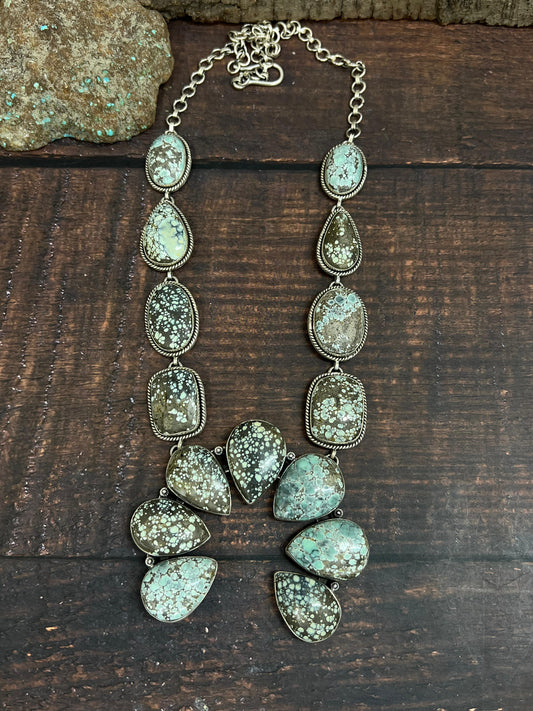 Handmade Sterling Silver Starfox Variscite Necklace Signed Nizhoni