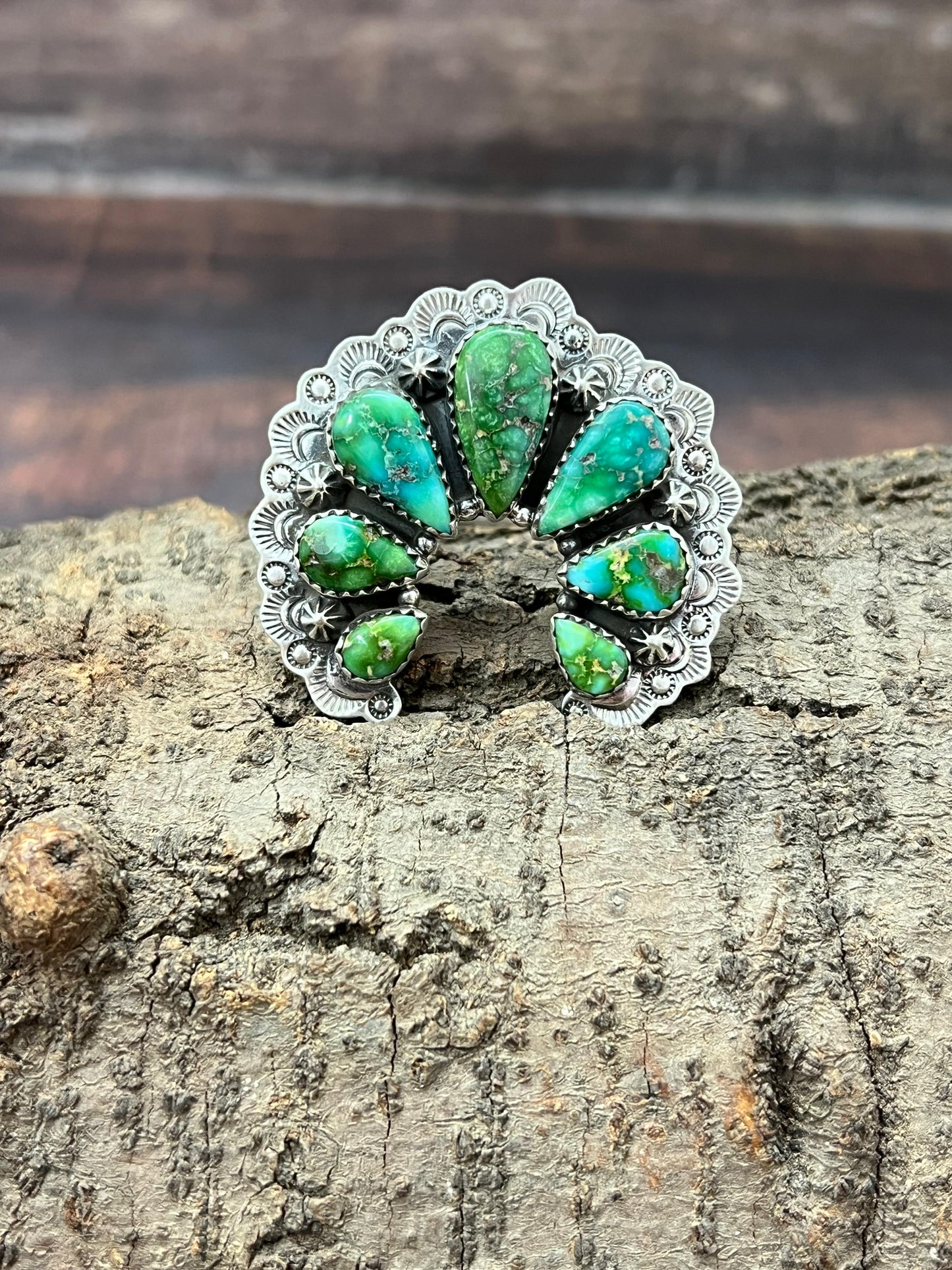 Handmade Sterling Silver Sonoran Mountain Turquoise Naja Adjustable Ring with Signed Nizhoni (6)
