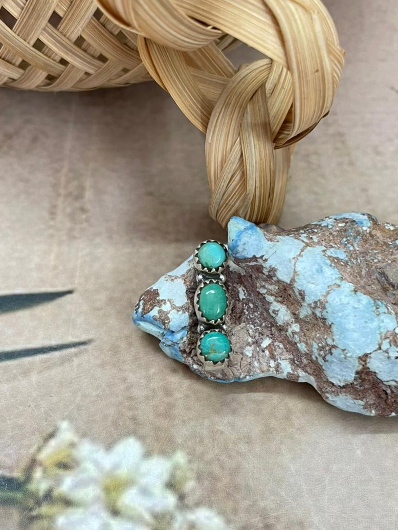 Handmade Sterling Silver Kingman Turquoise Charms with Signed Nizhoni