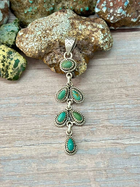 Handmade Sterling Silver Kingman Turquoise Pendant "Signed Nizhoni"