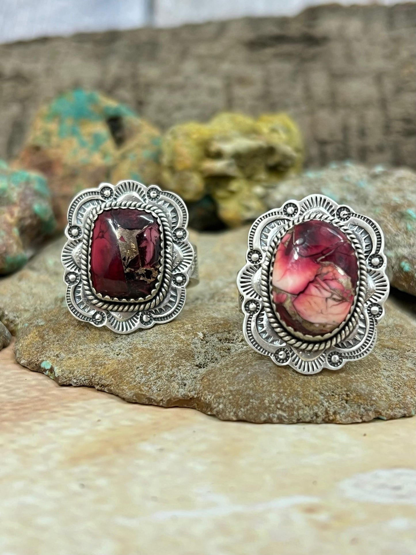 Handmade Sterling Silver Dahlia Rose Adjustable Ring with Signed Nizhoni