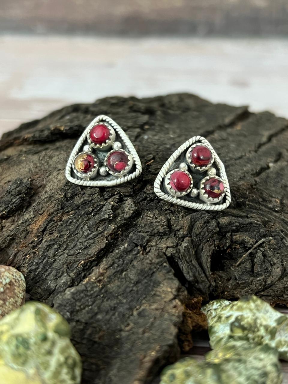 Handmade Sterling Silver Dahlia Rose Post Studs with Signed Nizhoni (9)