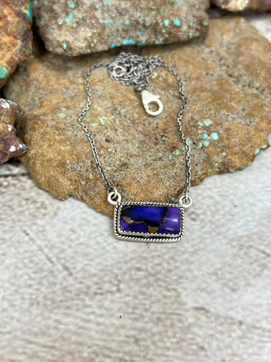 Handmade Sterling Silver Grape Dahlia Necklace with Signed Nizhoni