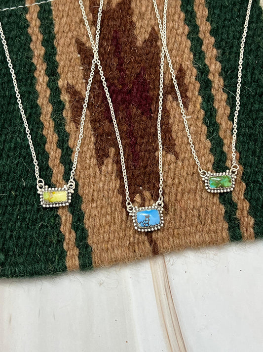 Handmade Sterling Silver Multi Stone Necklace with Signed Nizhoni