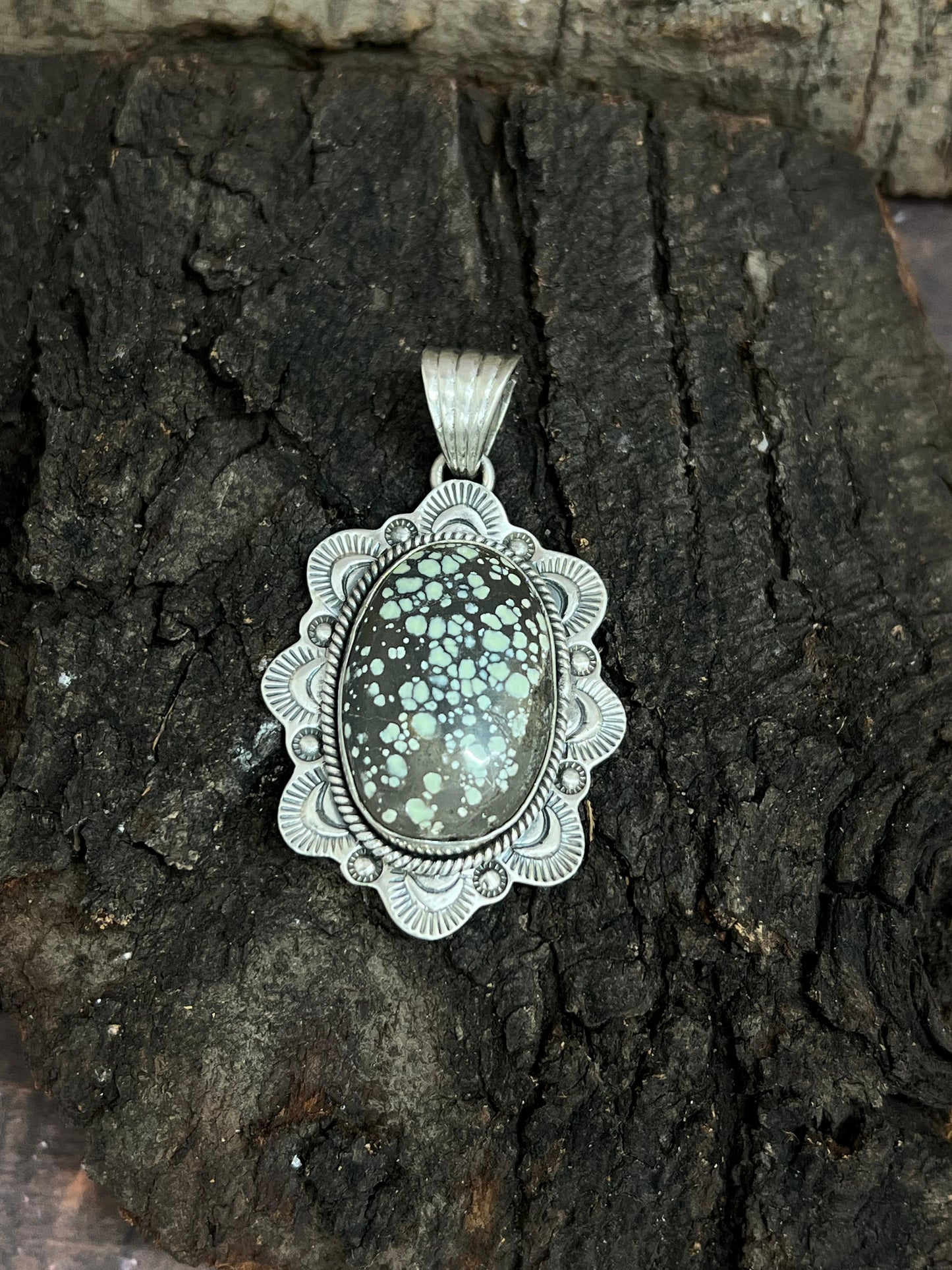 Handmade Sterling Silver Starfox Variscite Pendant Signed Nizhoni