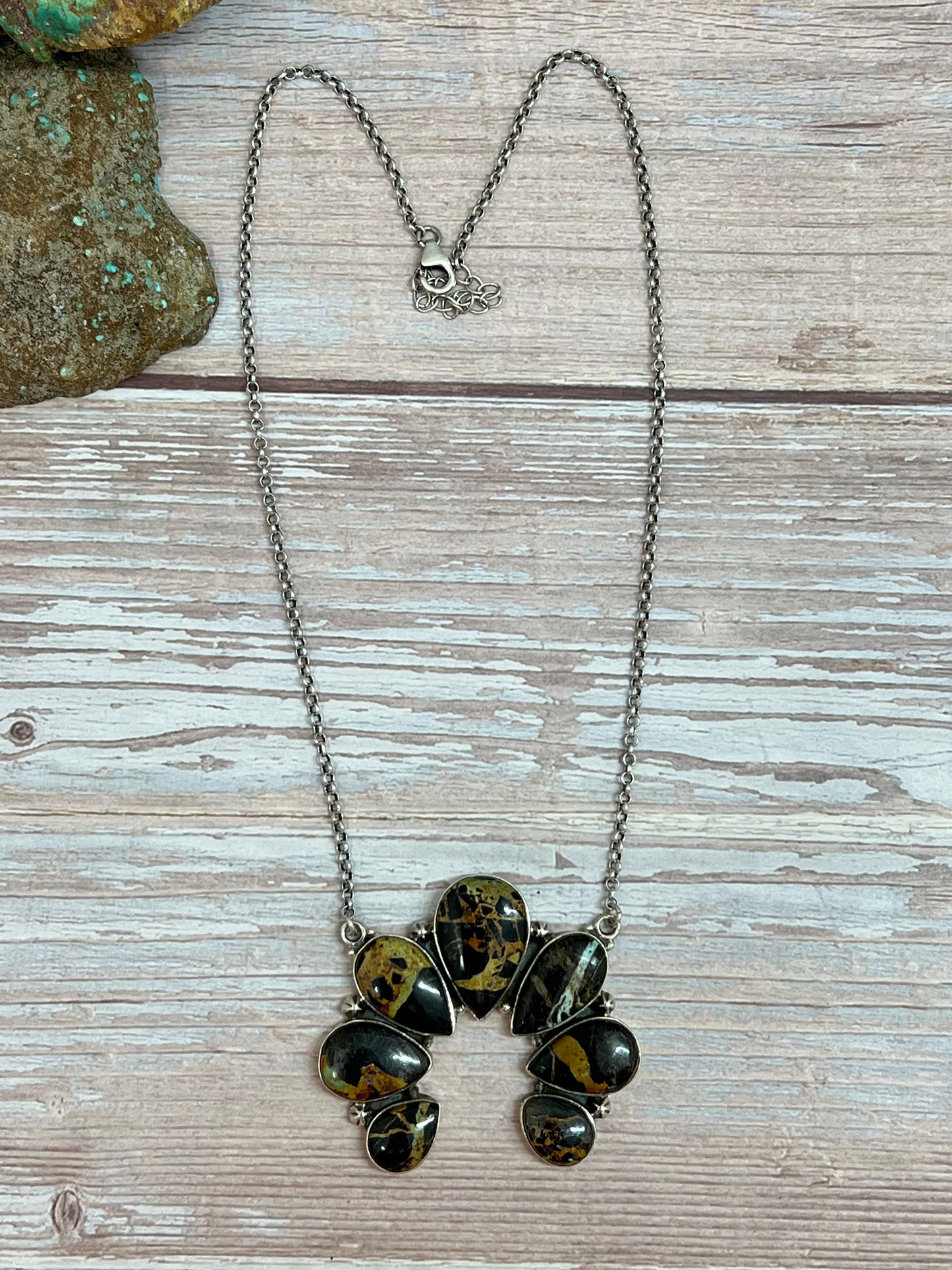 Handmade Sterling Silver Black Jack Naja Necklace with Signed Nizhoni