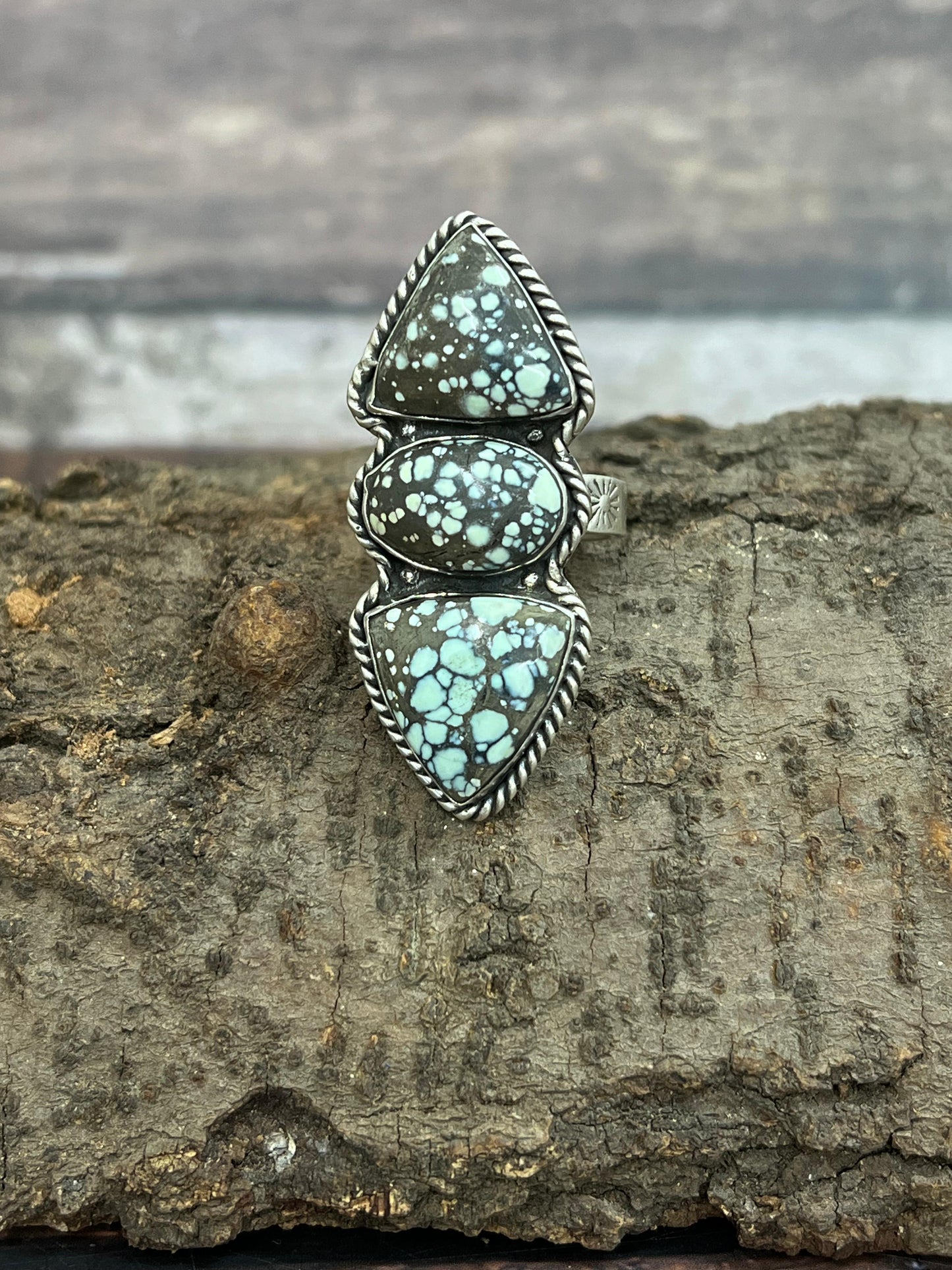 Handmade Sterling Silver Starfox Variscite Adjustable Ring Signed Nizhoni