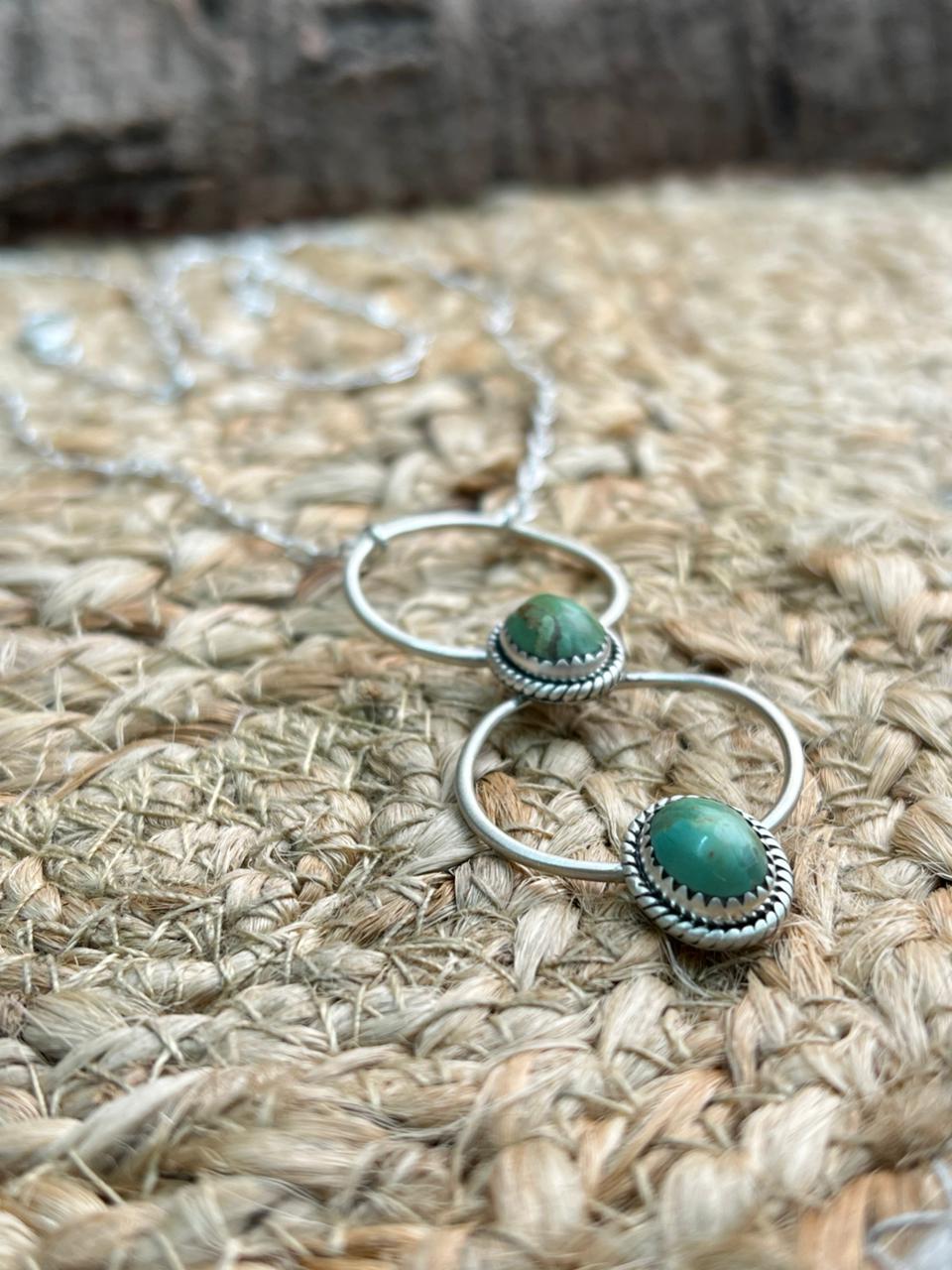 Handmade Sterling Silver Kingman Turquoise Necklace "Signed Nizhoni"