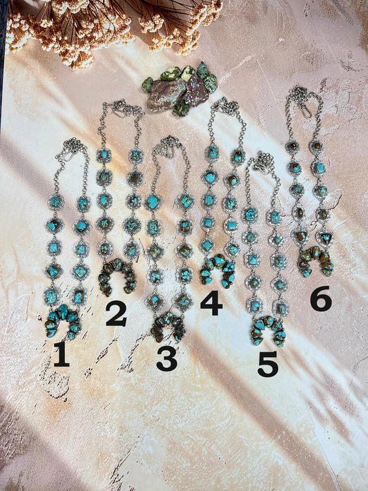 Handmade Sterling Silver Number 8 Turquoise Naja Necklace Signed Nizhoni