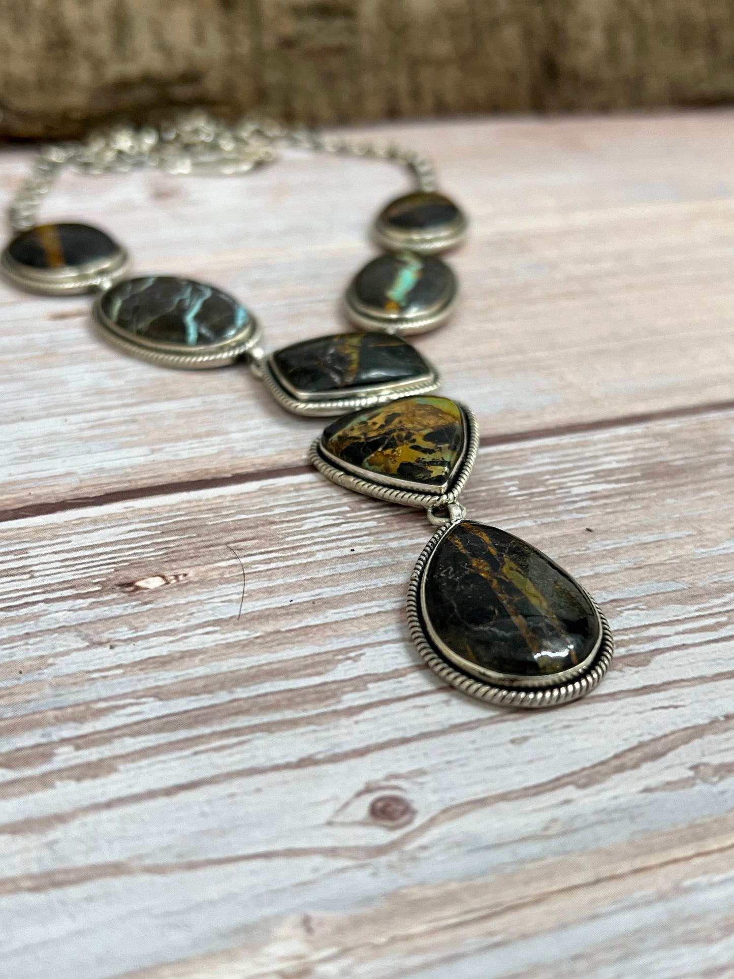Handmade Sterling Silver Black Jack Necklace with Signed Nizhoni