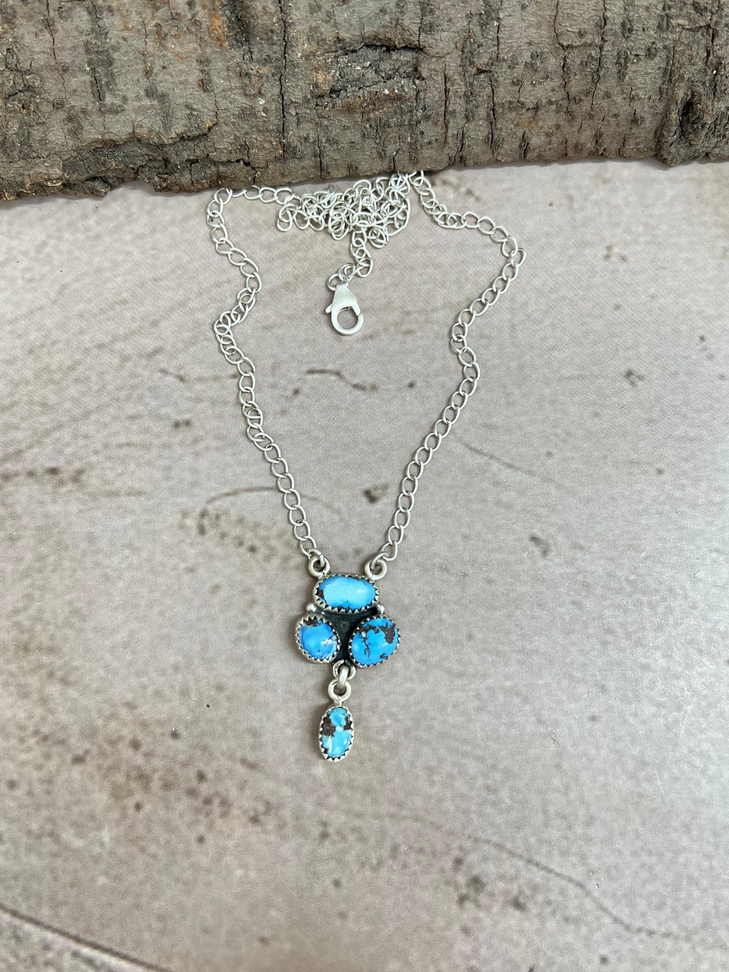 Handmade Sterling Silver Golden Hills Turquoise Necklace with Signed Nizhoni
