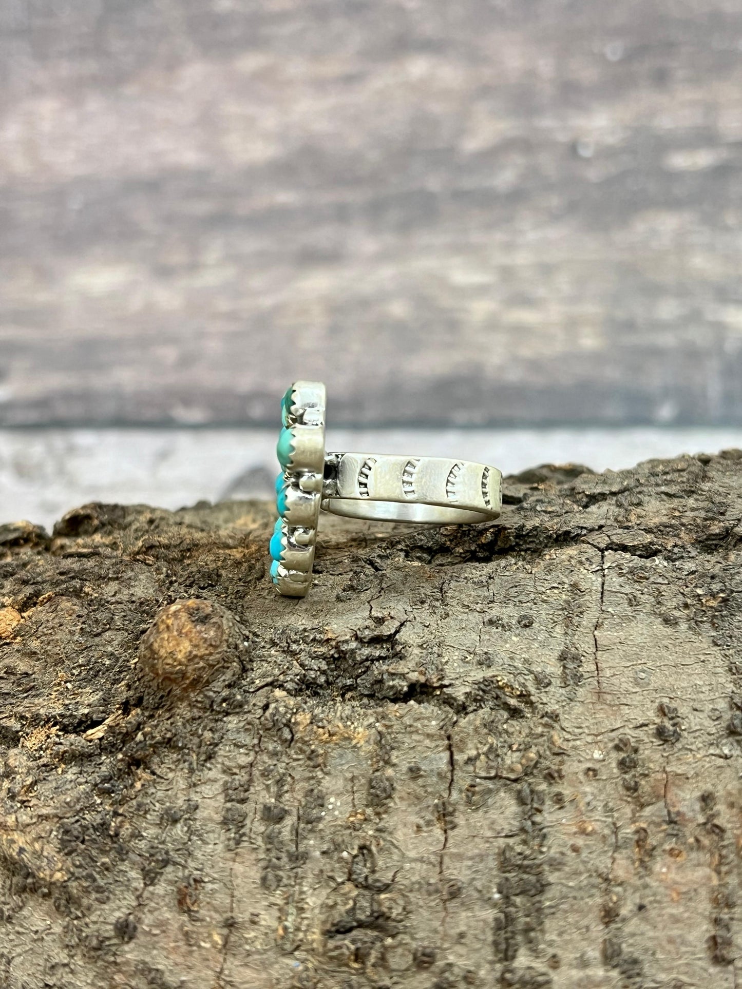Handmade Sterling Silver Kingman Turquoise Heart Adjustable Ring with Signed Nizhoni (9)