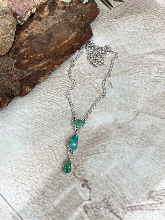Handmade Sterling Silver Sonoran Turquoise Necklace Signed Nizhoni