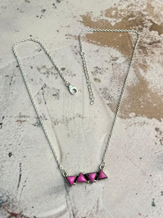 Handmade Sterling Silver Beaded Cherry Blossom Necklace "Signed Nizhoni"