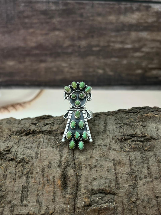 Handmade Sterling Silver Kingman Turquoise Adjustable Ring "Signed Nizhoni"