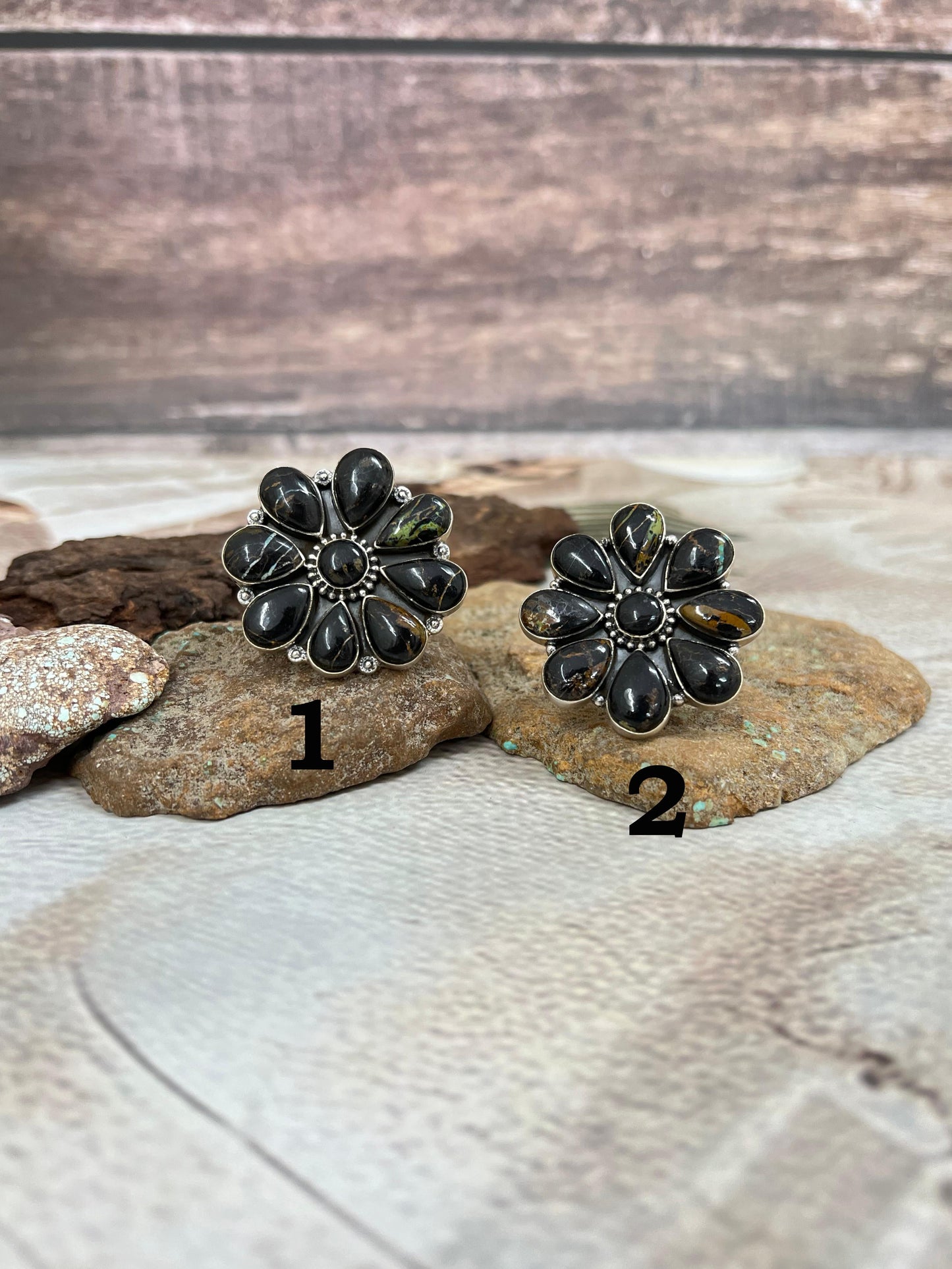 Handmade Sterling Silver Blackjack Turquoise Adjustable Ring Signed Nizhoni