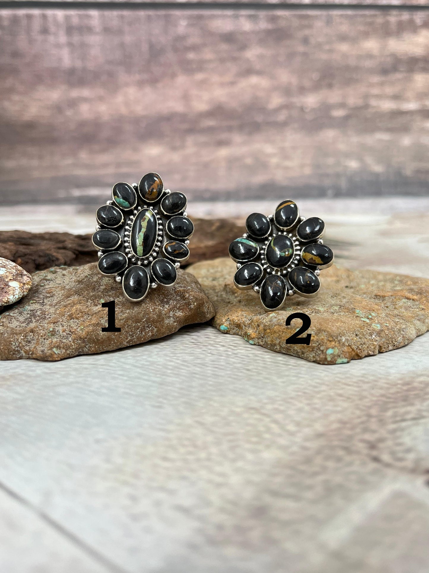 Handmade Sterling Silver Blackjack Turquoise Adjustable Ring Signed Nizhoni