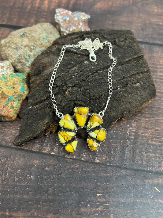 Handmade Sterling Silver Honey Dahlia Naja Necklace with Signed Nizhoni