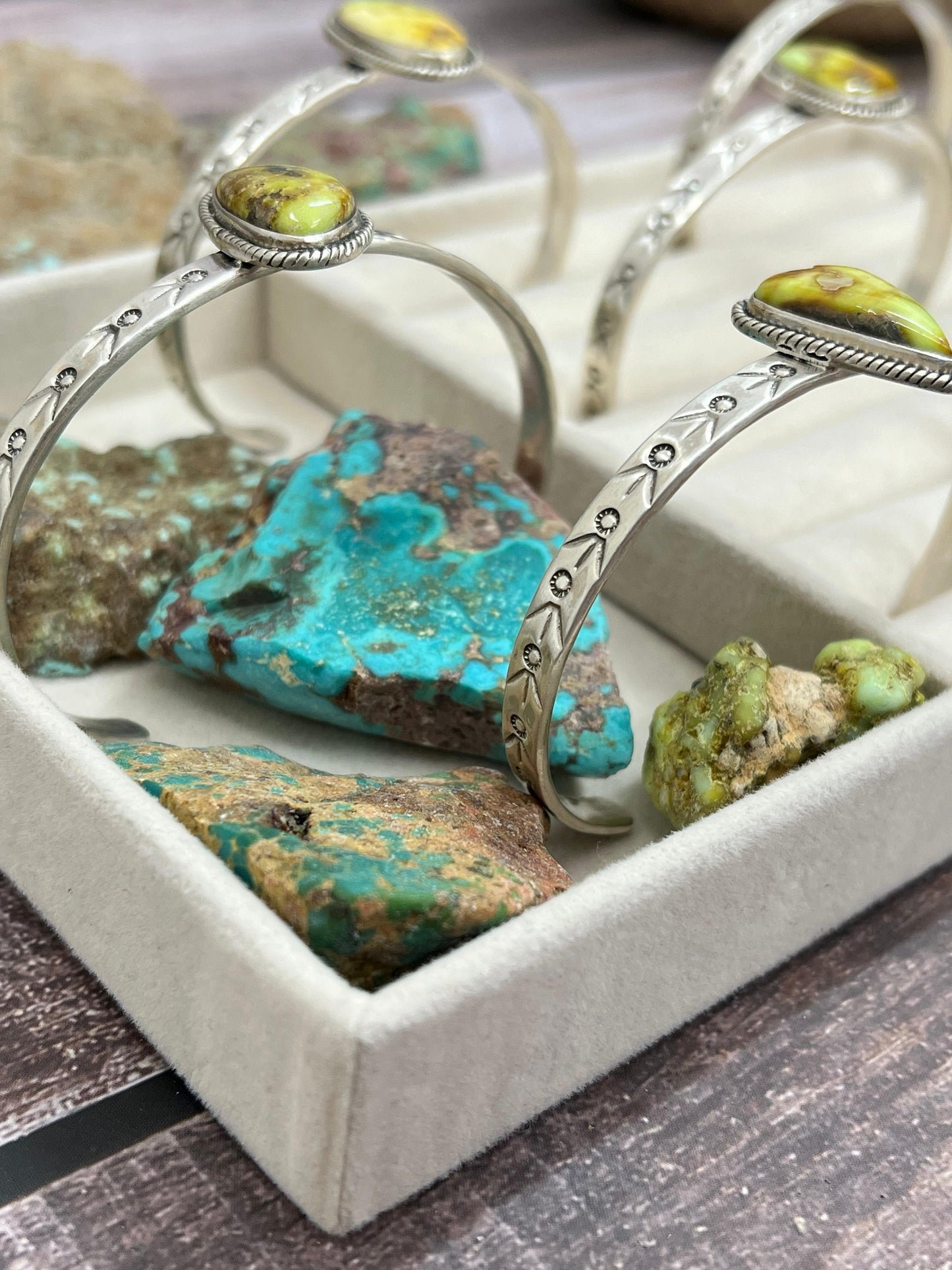 Handmade Sterling Silver Palomino Turquoise Cuff Bracelet with Signed Nizhoni