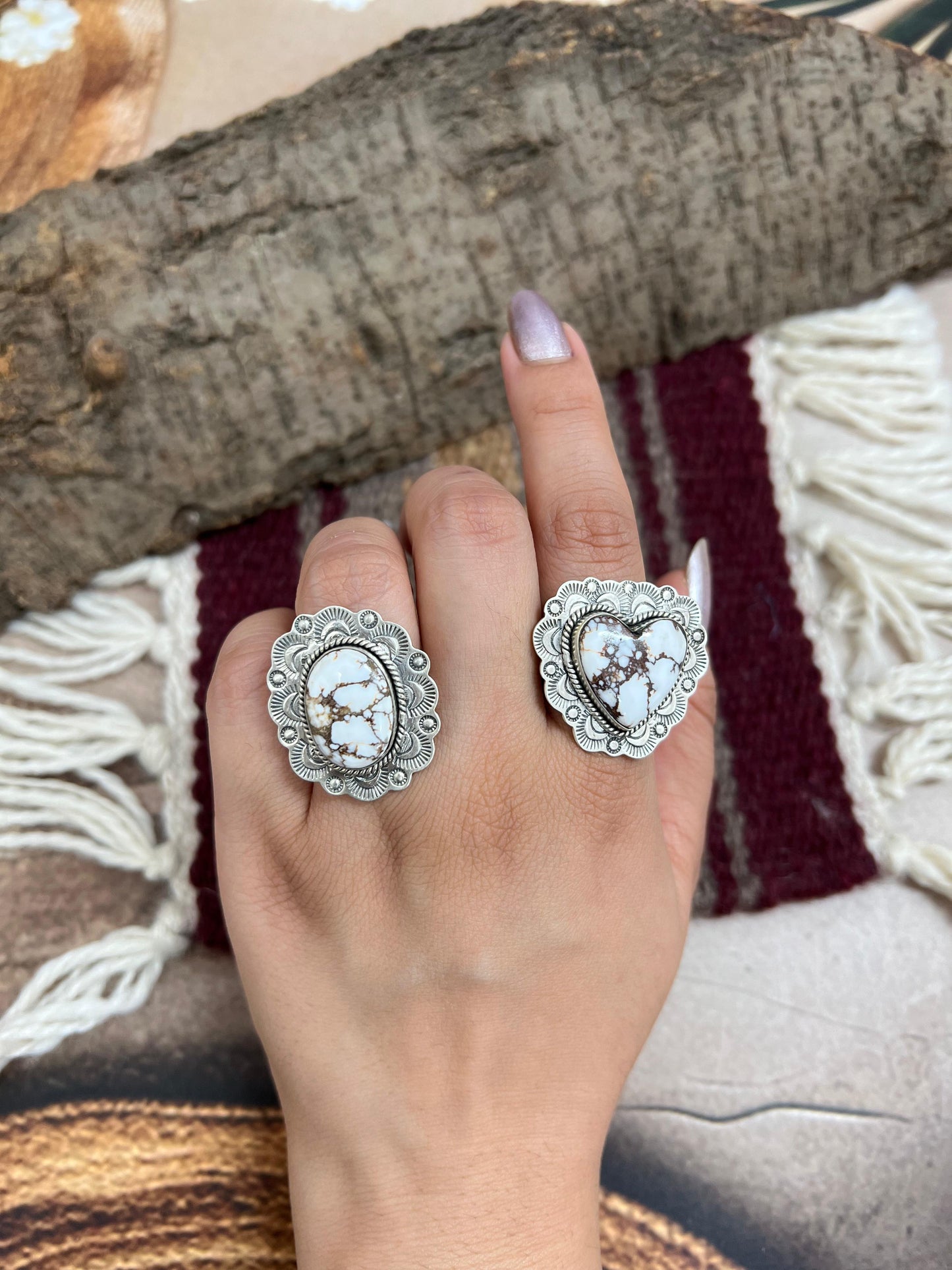 Handmade Sterling Silver Wild Horse Adjustable Rings with Signed Nizhoni