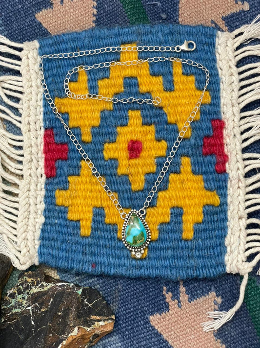 Handmade Sterling Silver Sonoran Mountain Turquoise Necklace "Signed Nizhoni"