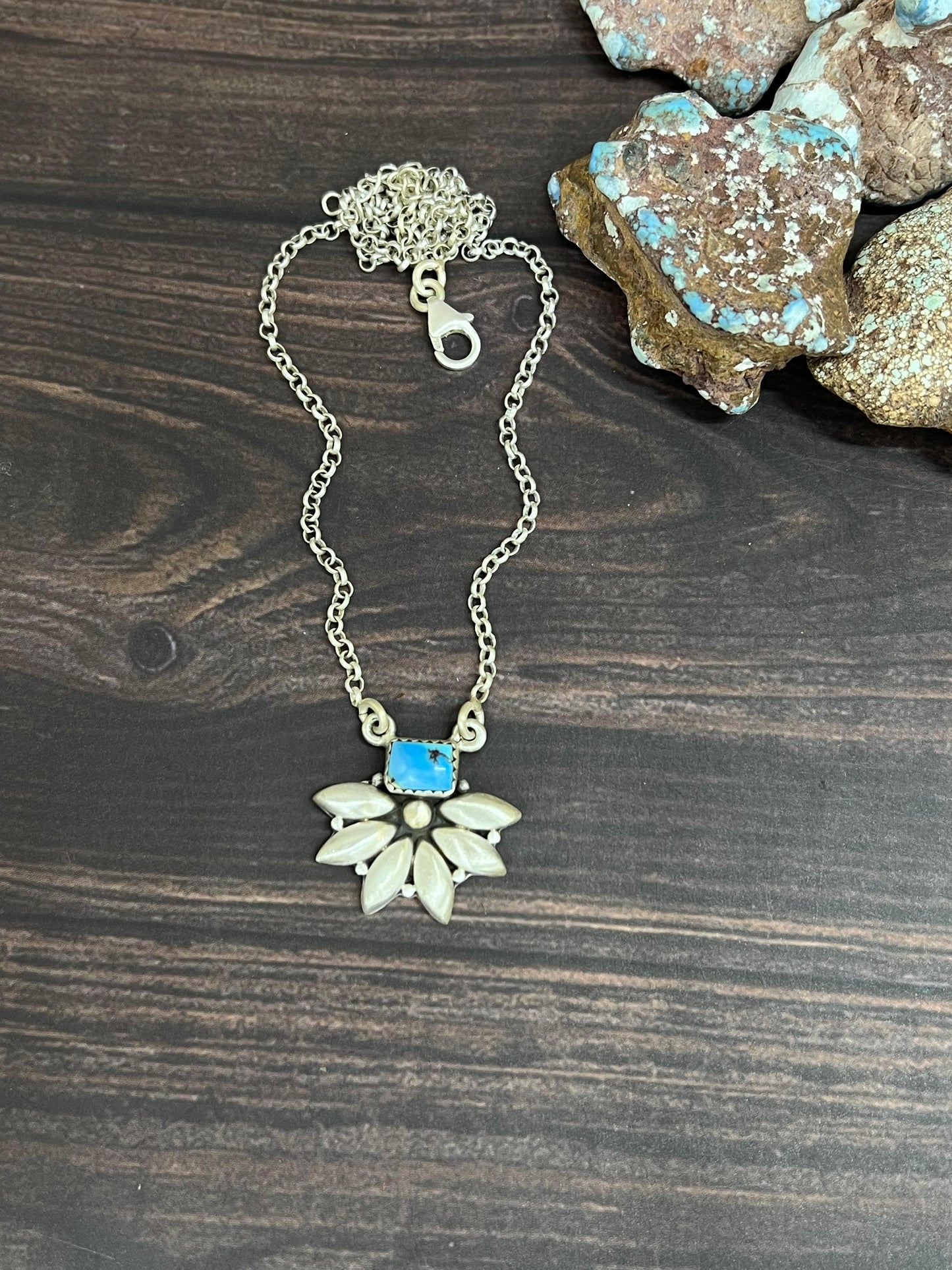 "Ball Collection" Handmade Sterling Silver Golden Hills Turquoise Necklace with Signed Nizhoni