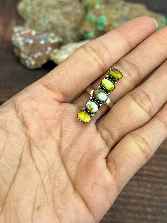 Handmade Sterling Silver Palomino Turquoise Adjustable Ring with Signed Nizhoni