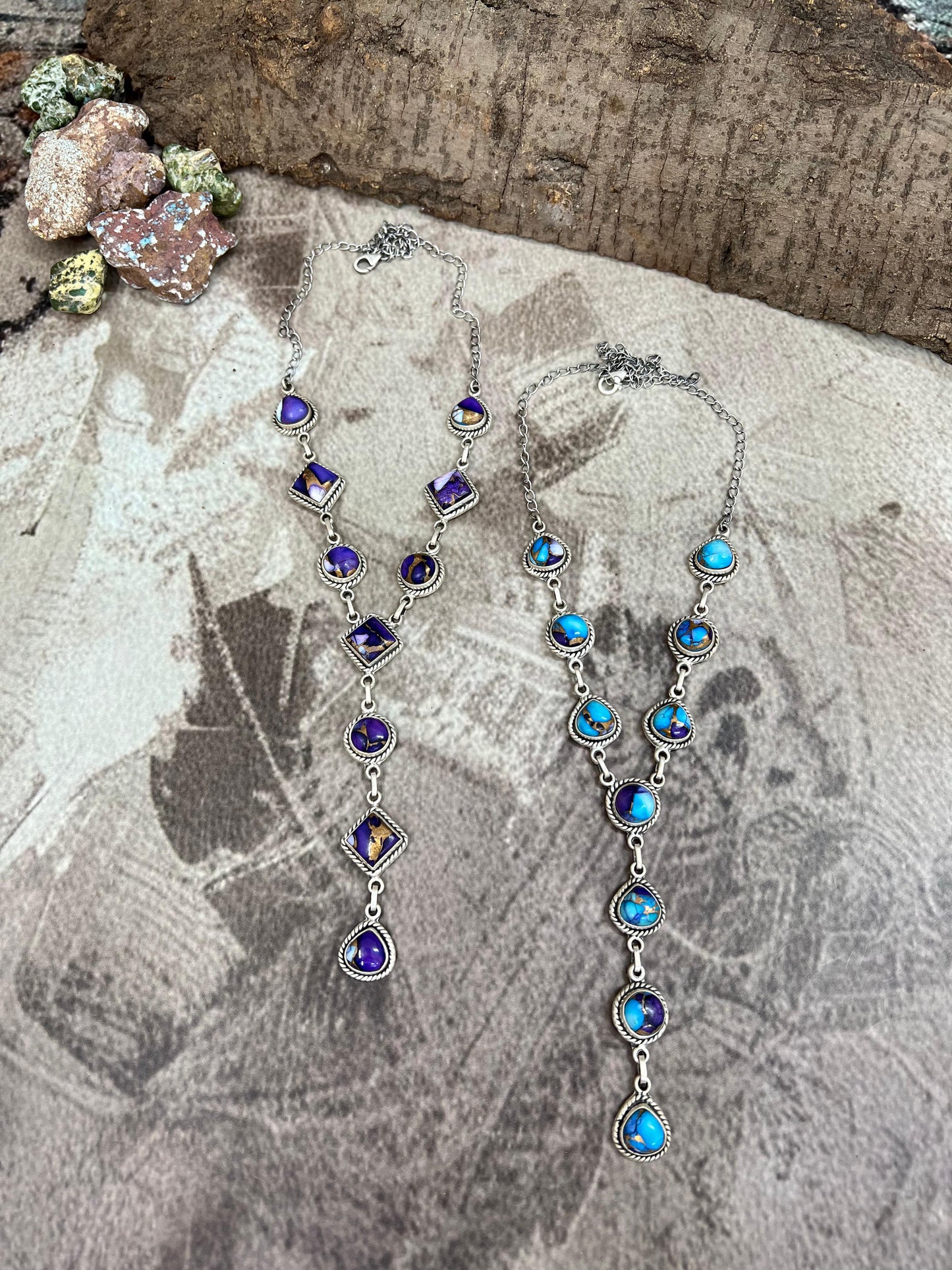 Handmade Sterling Silver Purple Ice Rose Dahlia, Purple Blue Ice Rose Dahlia Necklace, Signed Nizhoni