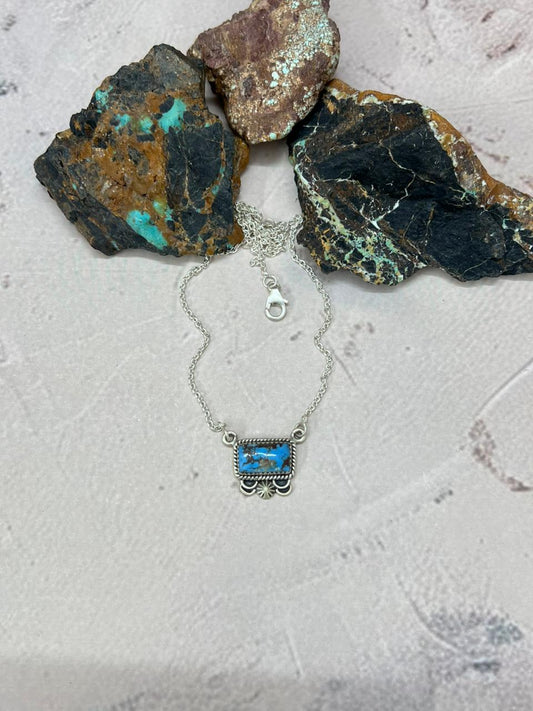 Handmade Sterling Silver Golden Hills Turquoise Necklace "Signed Nizhoni"