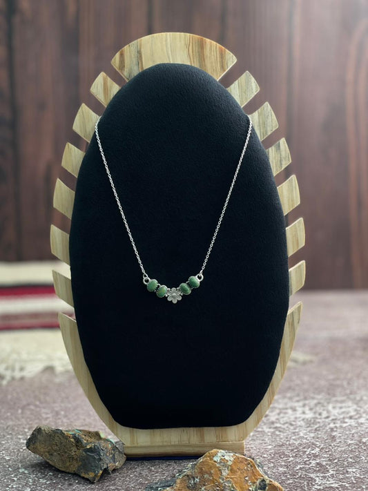 Handmade Sterling Silver Kingman Turquoise Necklace "Signed Nizhoni"