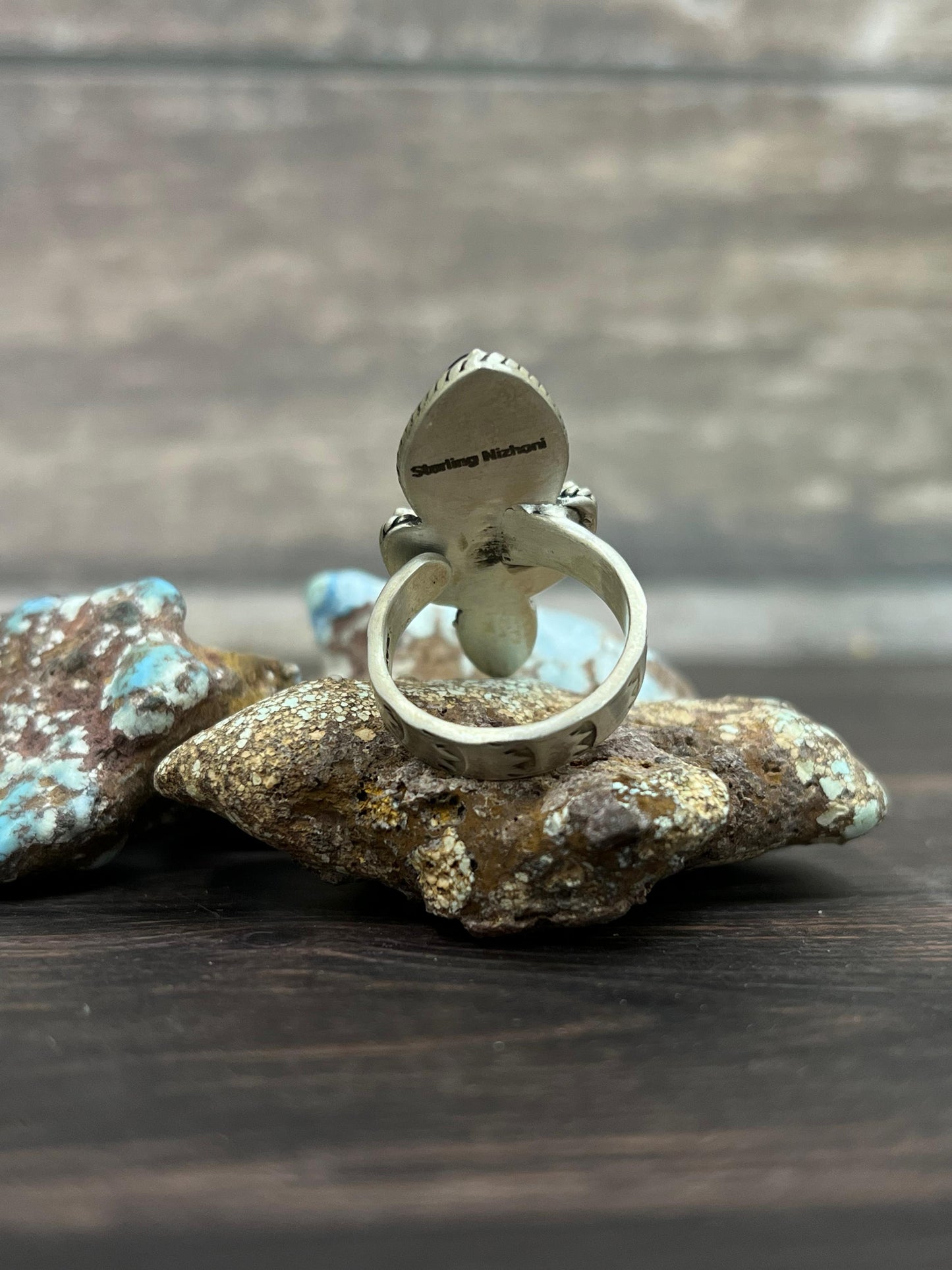 Handmade Sterling Silver White Buffalo Adjustable Ring With Signed Nizhoni