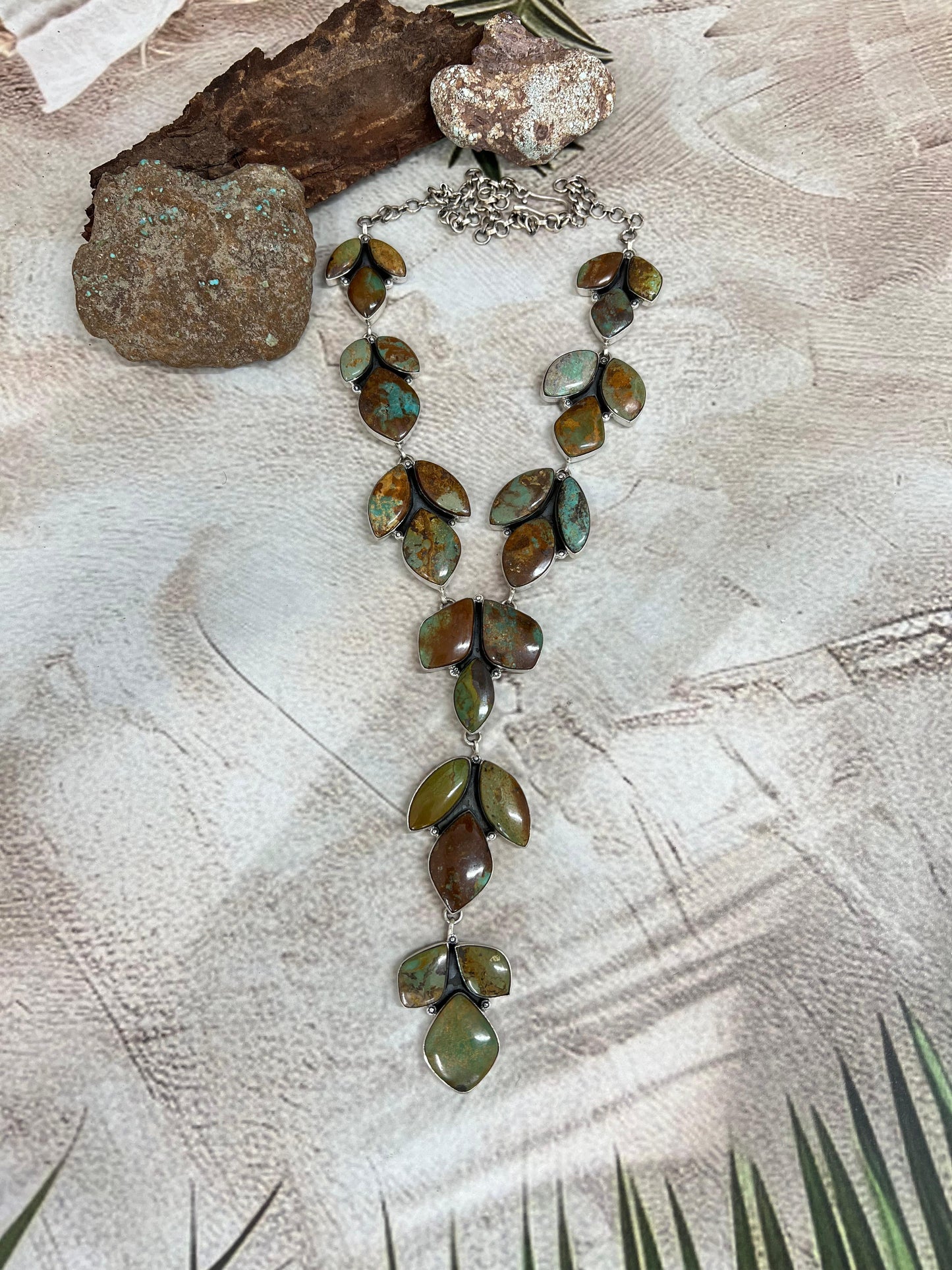 Handmade Sterling Silver Old Stock Royston Turquoise Necklace Signed Nizhoni