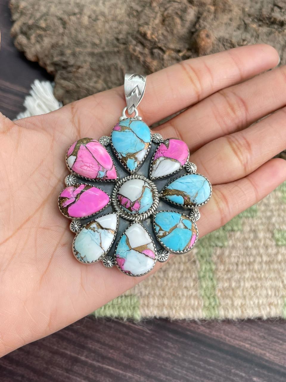 Handmade Sterling Silver Cotton Candy Pendant "Signed Nizhoni"