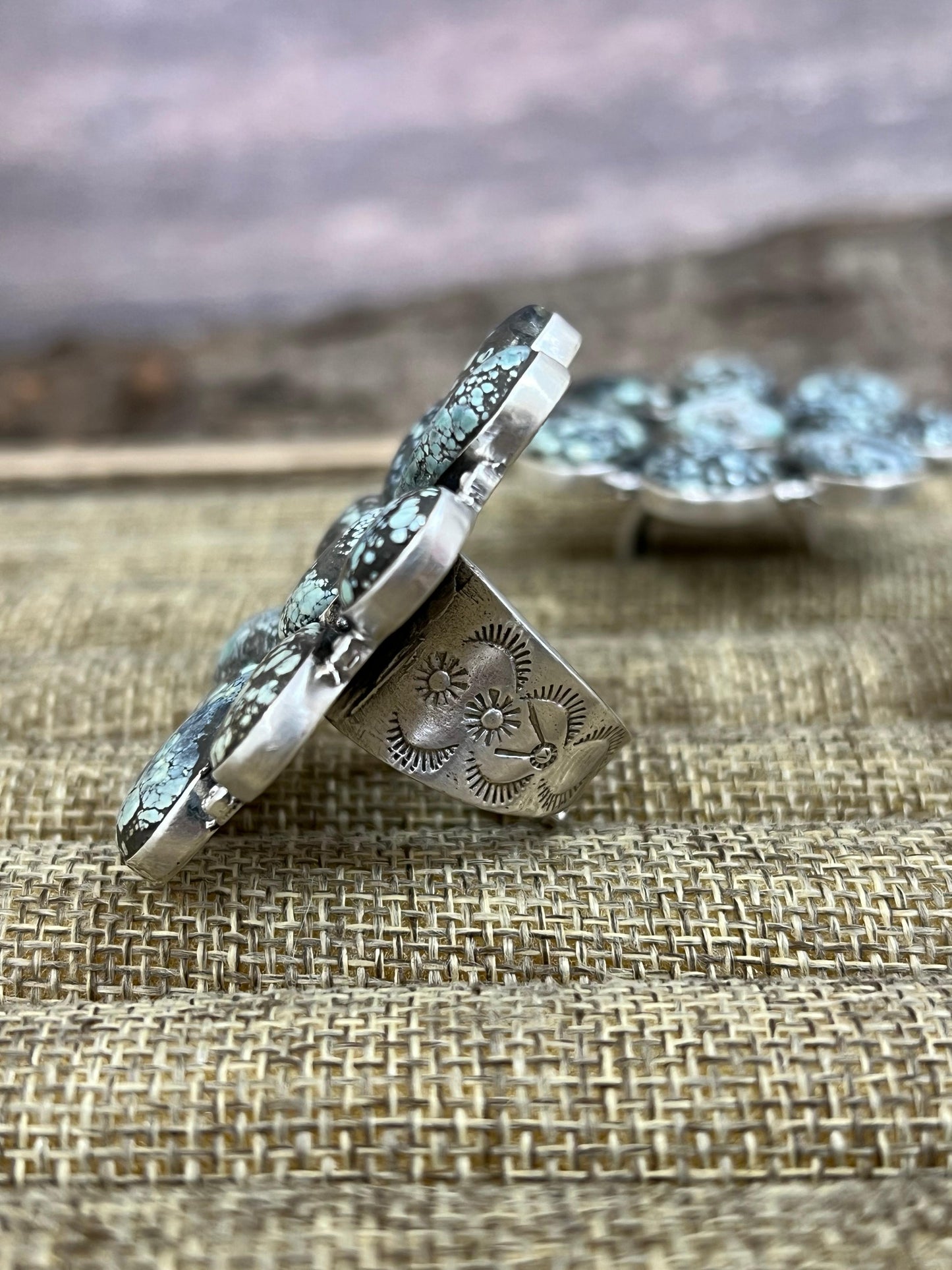 Handmade Sterling Silver Starfox Variscite Adjustable Ring Signed Nizhoni