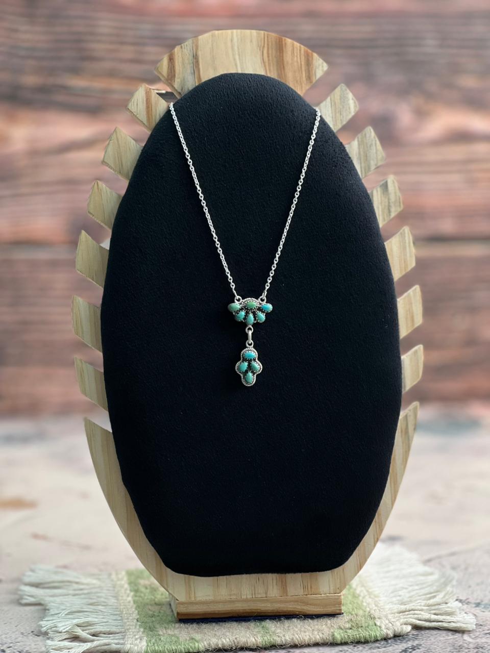 Handmade Sterling Silver Kingman Turquoise  Necklace "Signed Nizhoni"